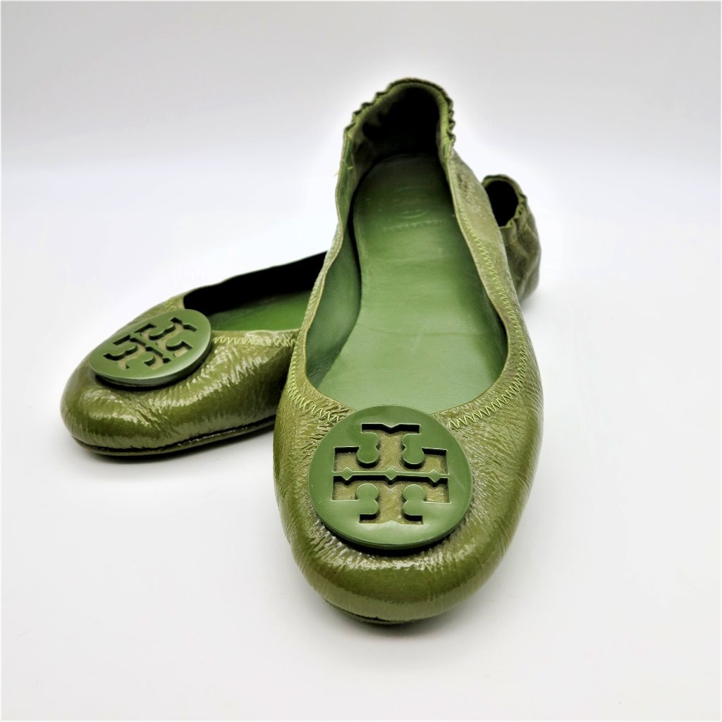 Tory Burch Minnie Travel Flat Olive 8.5